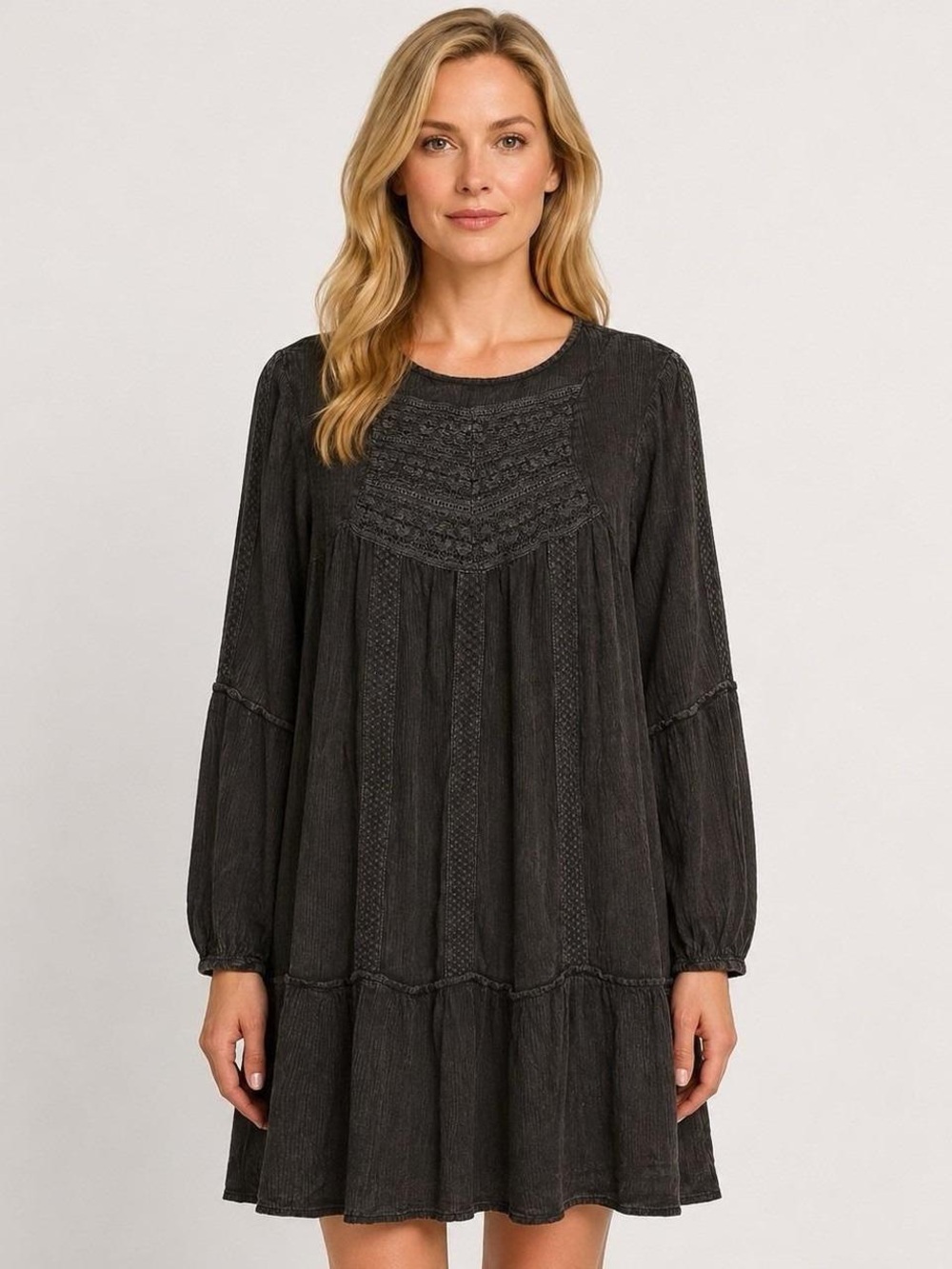 Kings Road Crochet Trim Swing Dress